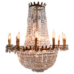 French Empire Crystal and Bronze Chandelier