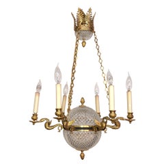 French Empire Crystal Ball Chandelier