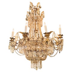 French Empire Crystal Basket Chandelier
