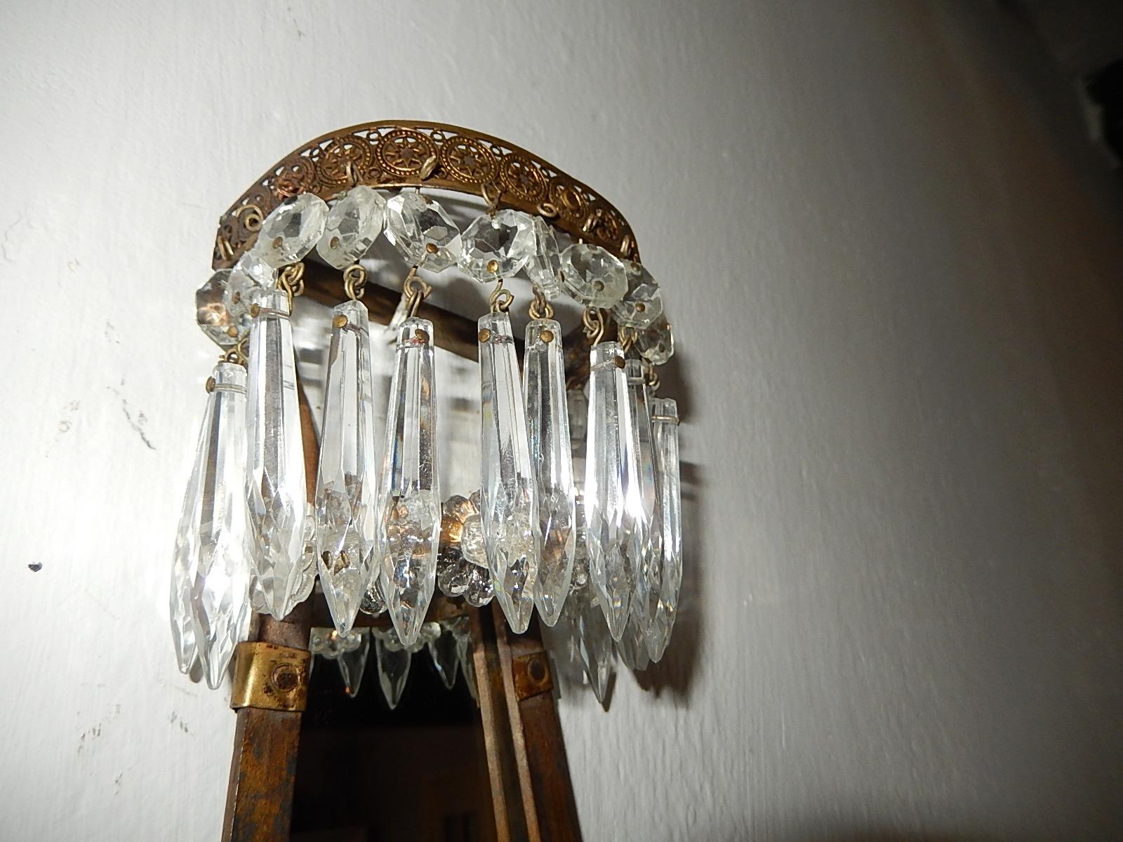 French Empire Crystal Prism with Mirrors Sconces, circa 1900 For Sale 7