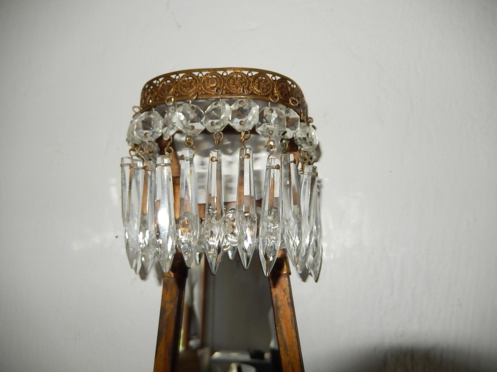 French Empire Crystal Prism with Mirrors Sconces, circa 1900 For Sale 1