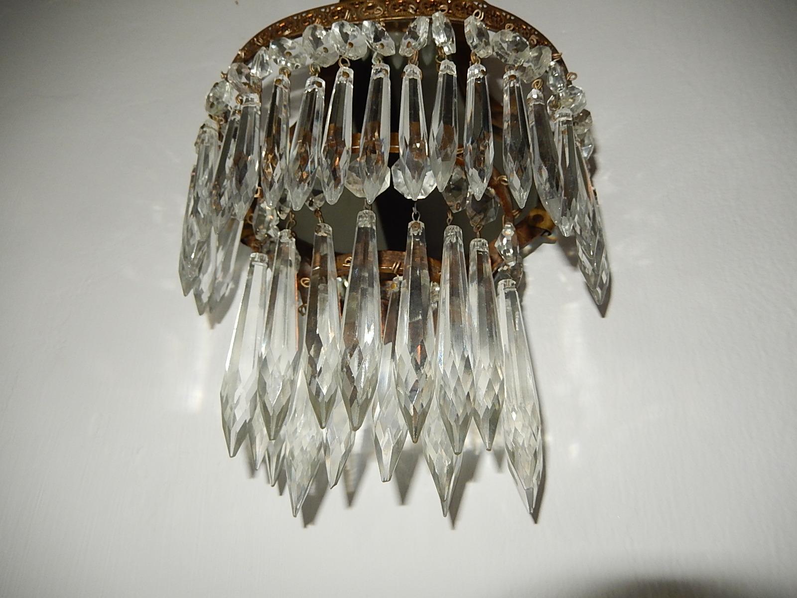 French Empire Crystal Prism with Mirrors Sconces, circa 1900 For Sale 3