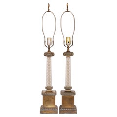 French Empire Cut Glass Table Lamps, a Pair