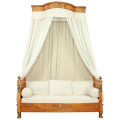 Used French Empire Walnut Egyptian Revival Daybed with Demilune Canopy, circa 1815