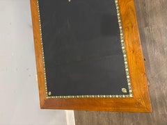 French Empire Desk, Blond Mahogany & Black Leather, Circa 1920