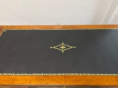 French Empire Desk, Blond Mahogany & Black Leather, Circa 1920