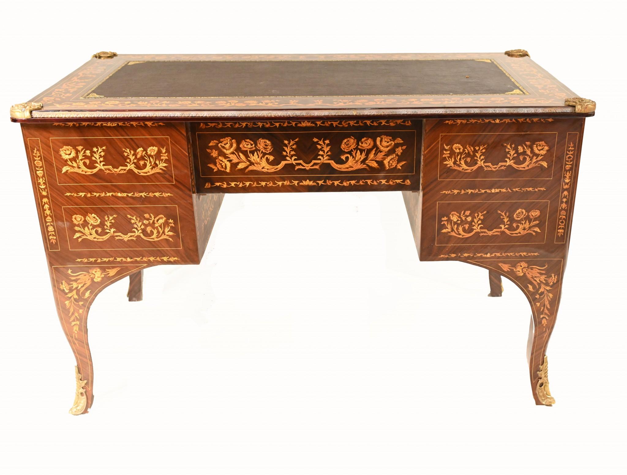 Französisch Empire Schreibtisch Bureau Intarsien Knieloch im Angebot 6