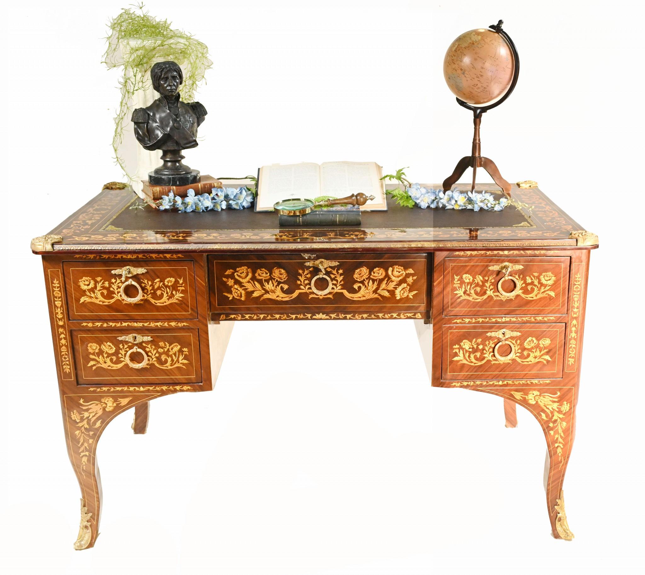 Französisch Empire Schreibtisch Bureau Intarsien Knieloch (Französische Provence) im Angebot