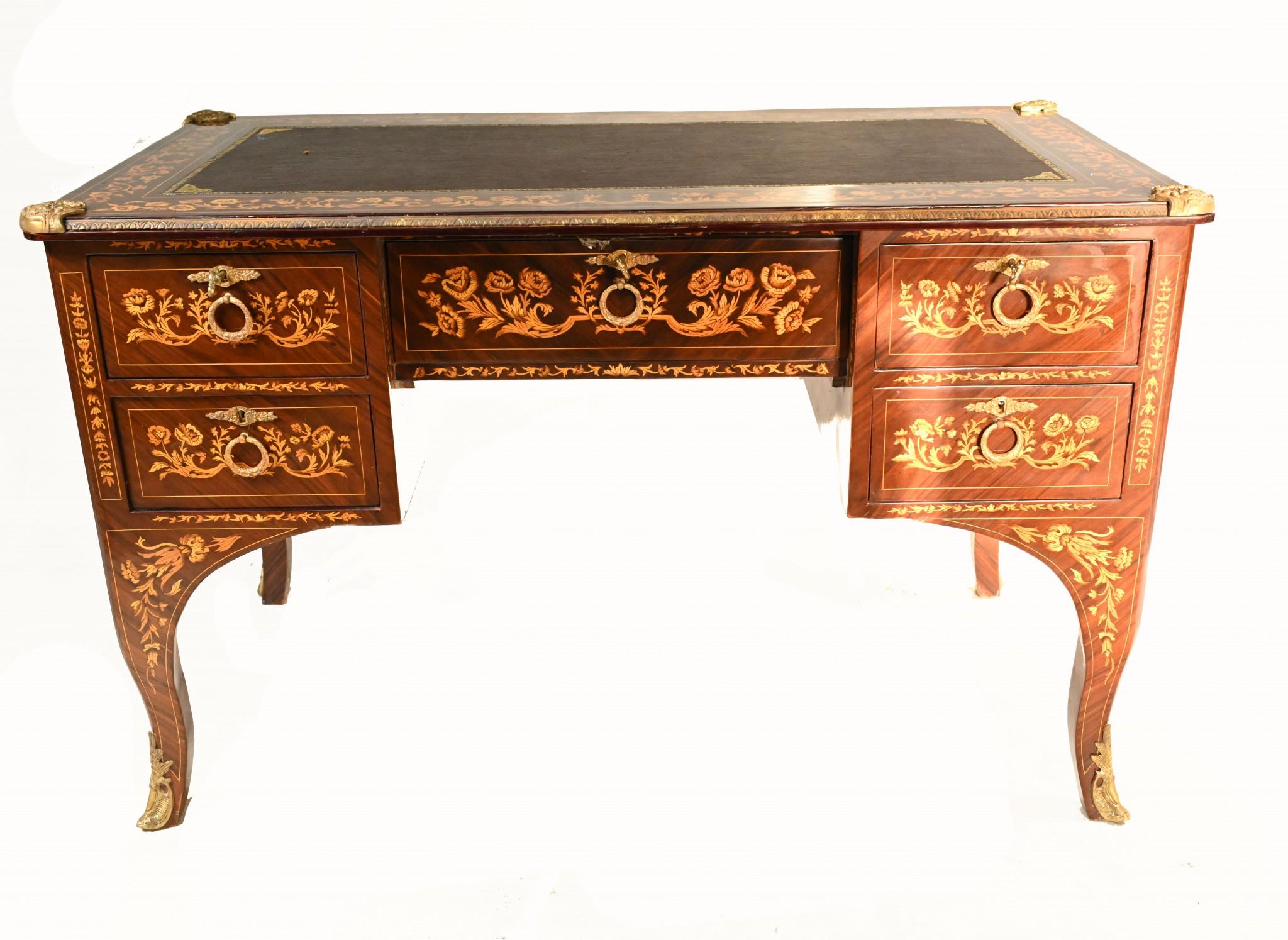 Französisch Empire Schreibtisch Bureau Intarsien Knieloch (Ende des 20. Jahrhunderts) im Angebot
