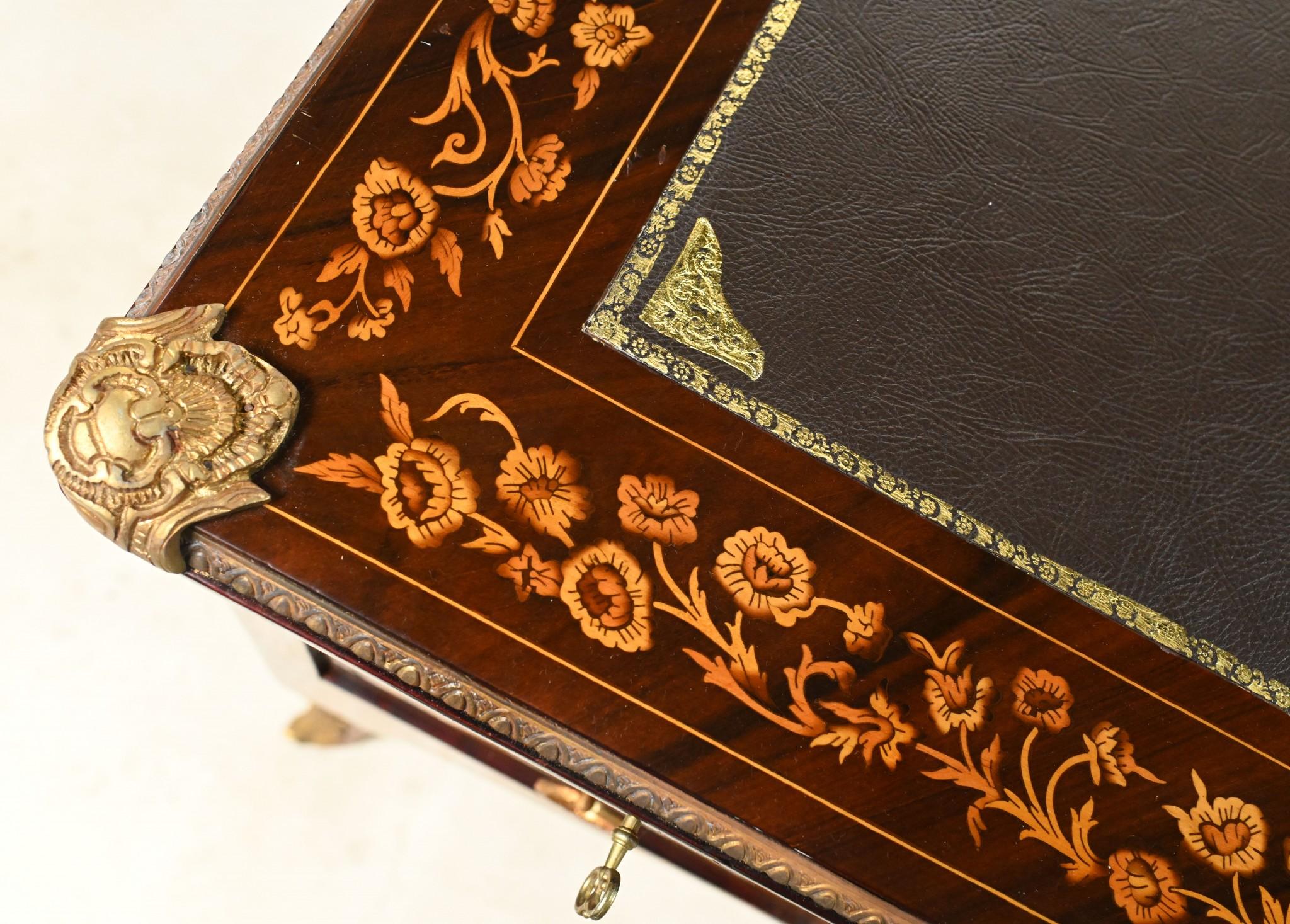 Französisch Empire Schreibtisch Bureau Intarsien Knieloch im Angebot 1