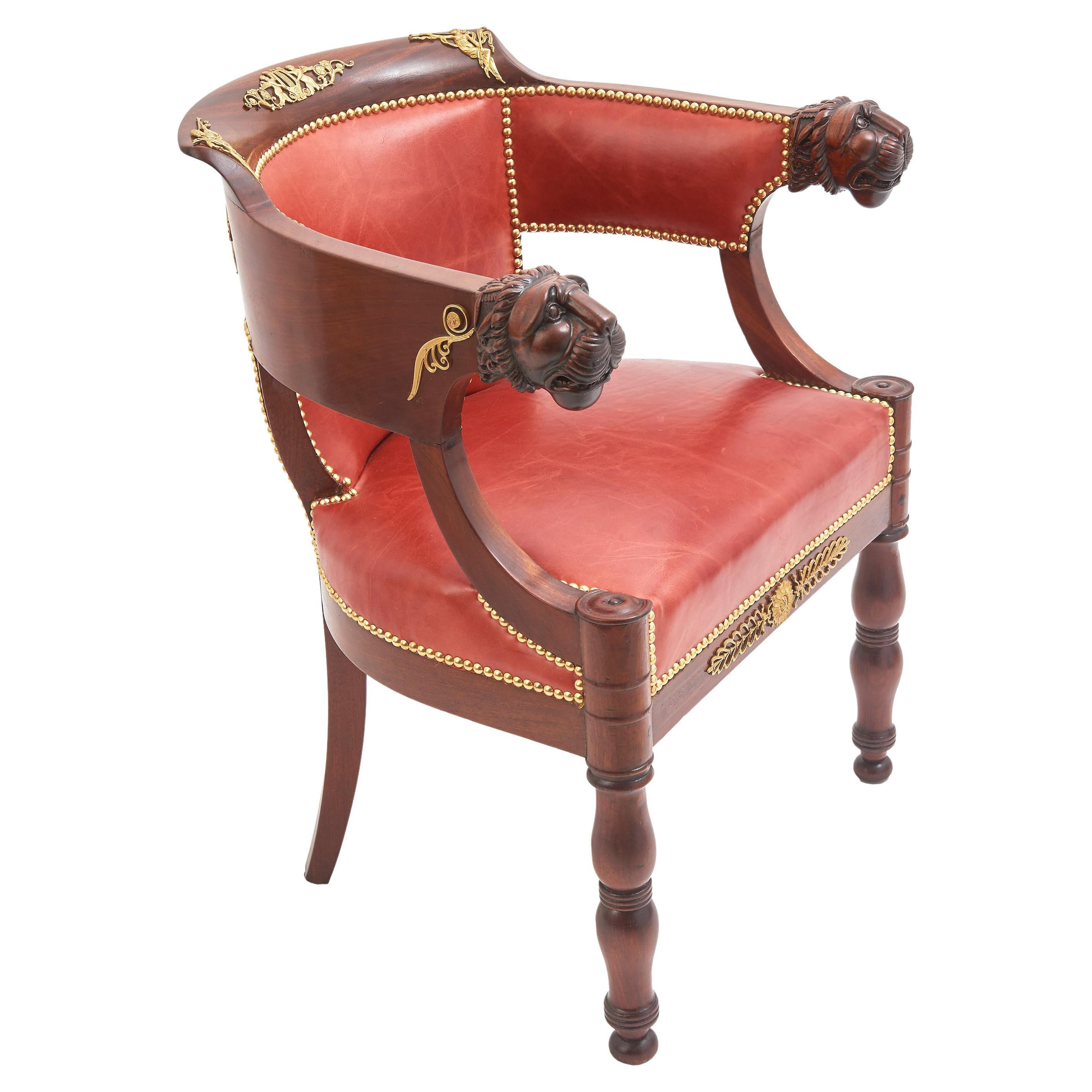 French Empire Desk Chair in the Style of Jacob, C.1830 For Sale