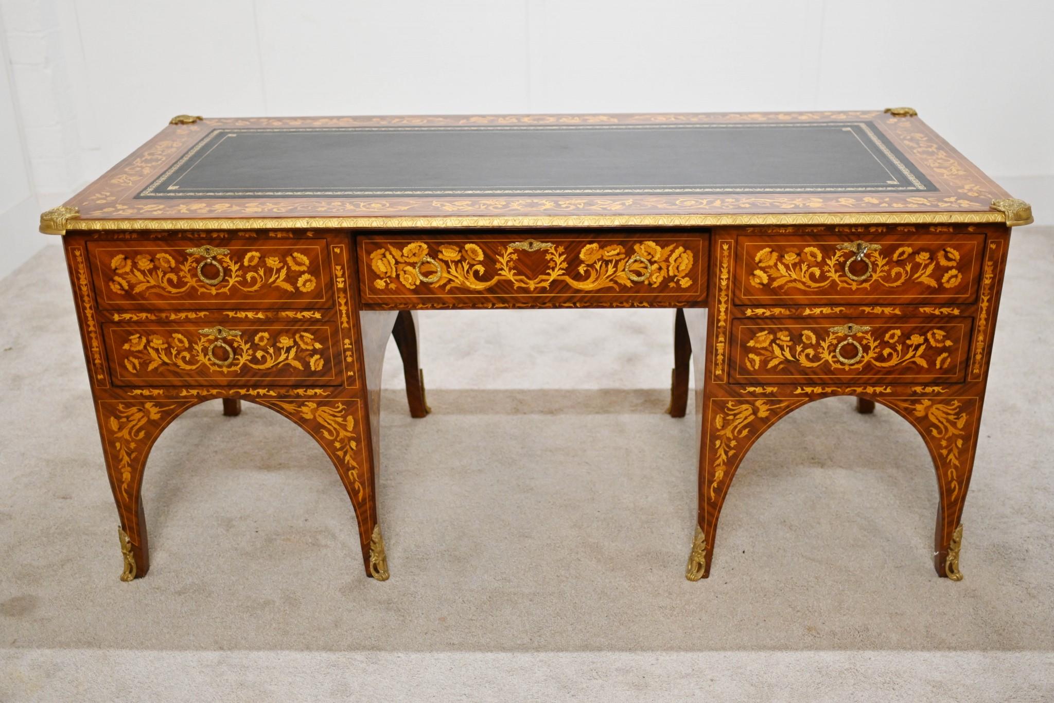 Französisch Empire Schreibtisch Marketerie Inlay Harrods Bureau Plat Schreibtisch im Zustand „Gut“ im Angebot in Potters Bar, GB