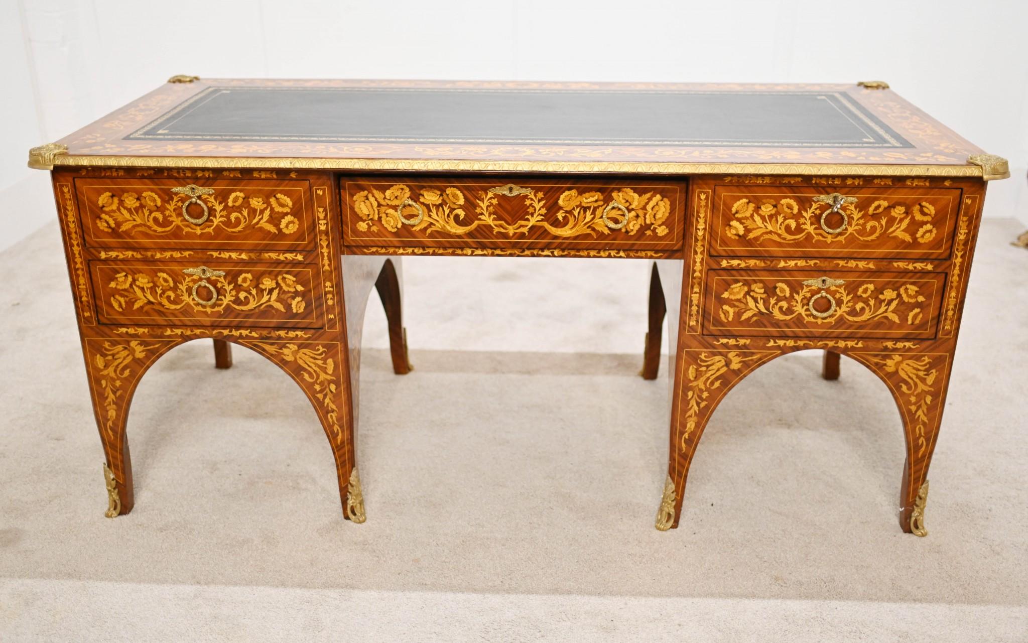 Französisch Empire Schreibtisch Marketerie Inlay Harrods Bureau Plat Schreibtisch (Ende des 20. Jahrhunderts) im Angebot
