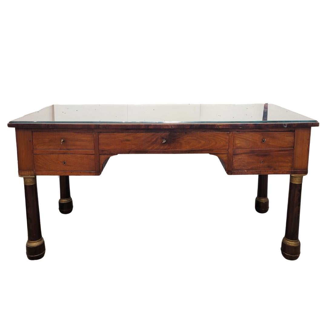 Escritorio Imperio Francés mesa de trabajo, madera ,  ormolu , Bureau Plat Hecho a mano en venta