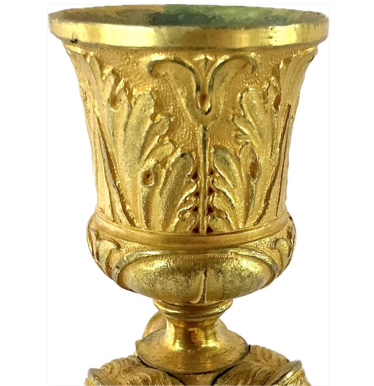 French Empire Doré Bronze Candlesticks, A Pair For Sale 10