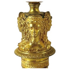 French Empire Doré Bronze Candlesticks, A Pair