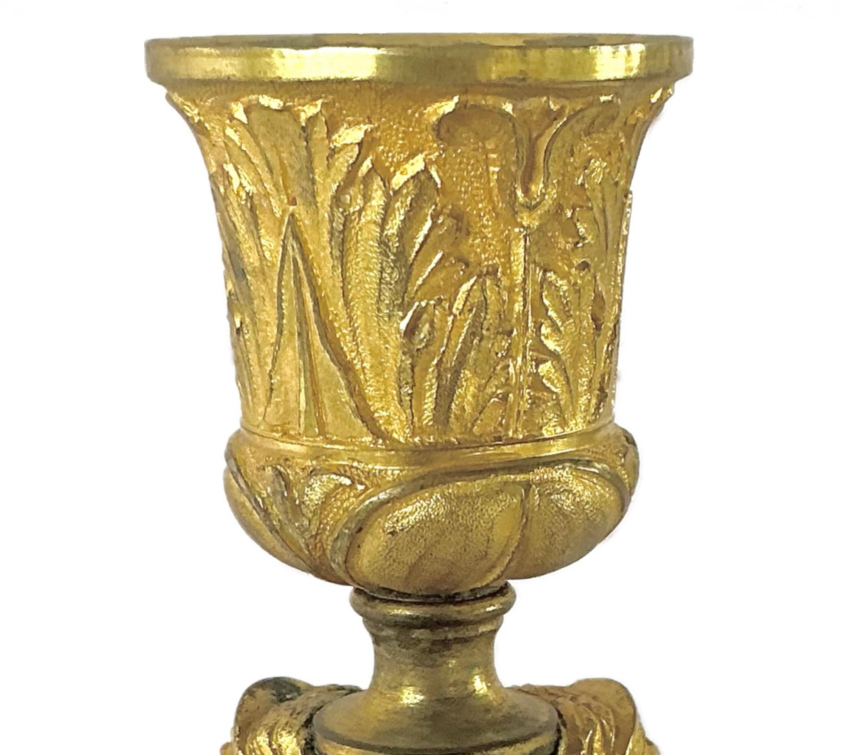 French Empire Doré Bronze Candlesticks, A Pair For Sale 2