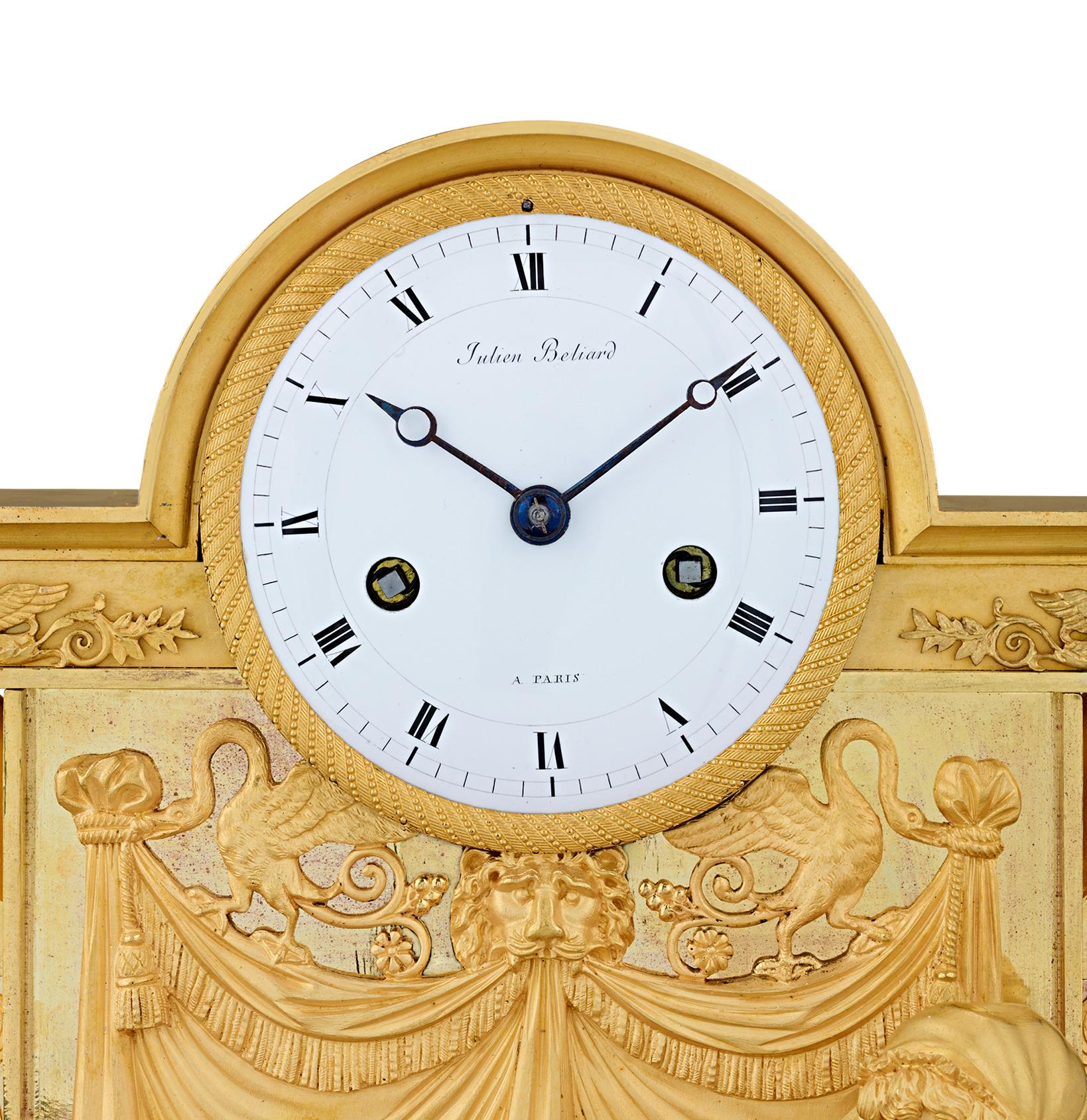 French Empire Duchess du Berry Clock by Jean-André Reiche In Excellent Condition In New Orleans, LA