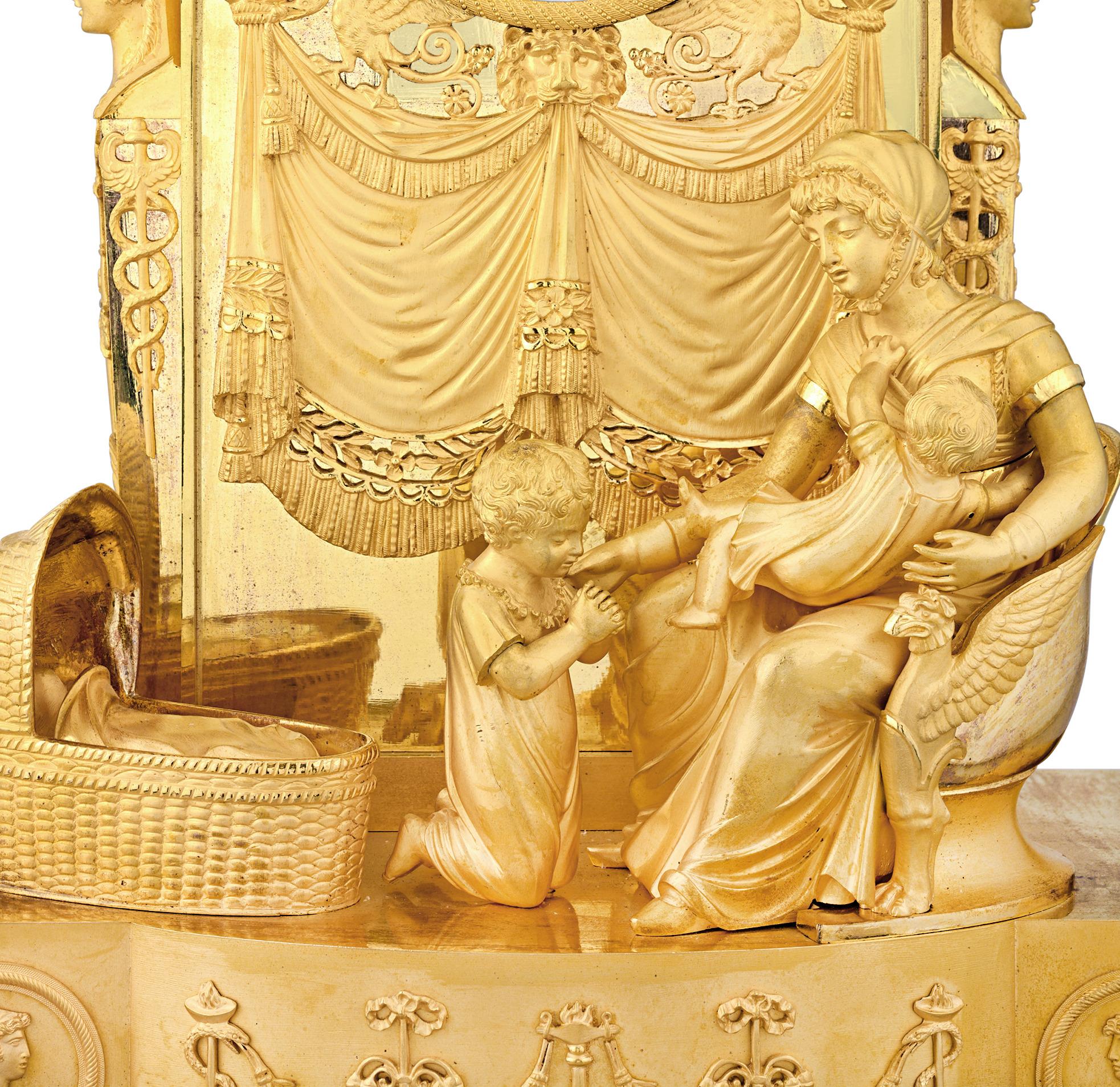 19th Century French Empire Duchess du Berry Clock by Jean-André Reiche