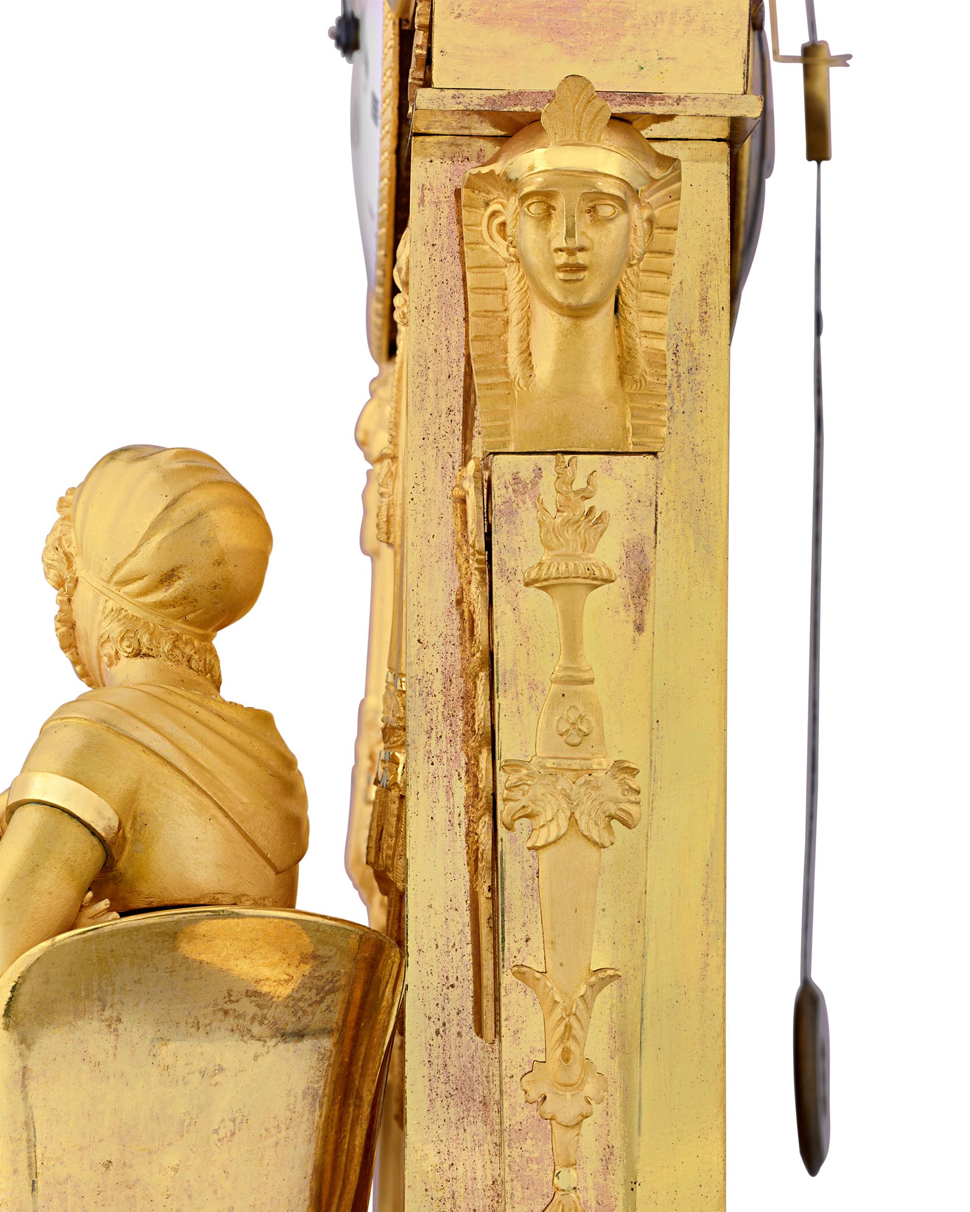 Enamel French Empire Duchess du Berry Clock by Jean-André Reiche