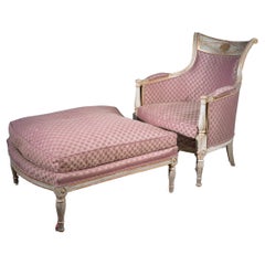 French Empire Duchesse Brisée Armchair in Parcel Gilt