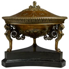 French Empire Early 19th Century Bronze Tripod Cassolette Brule Parfum