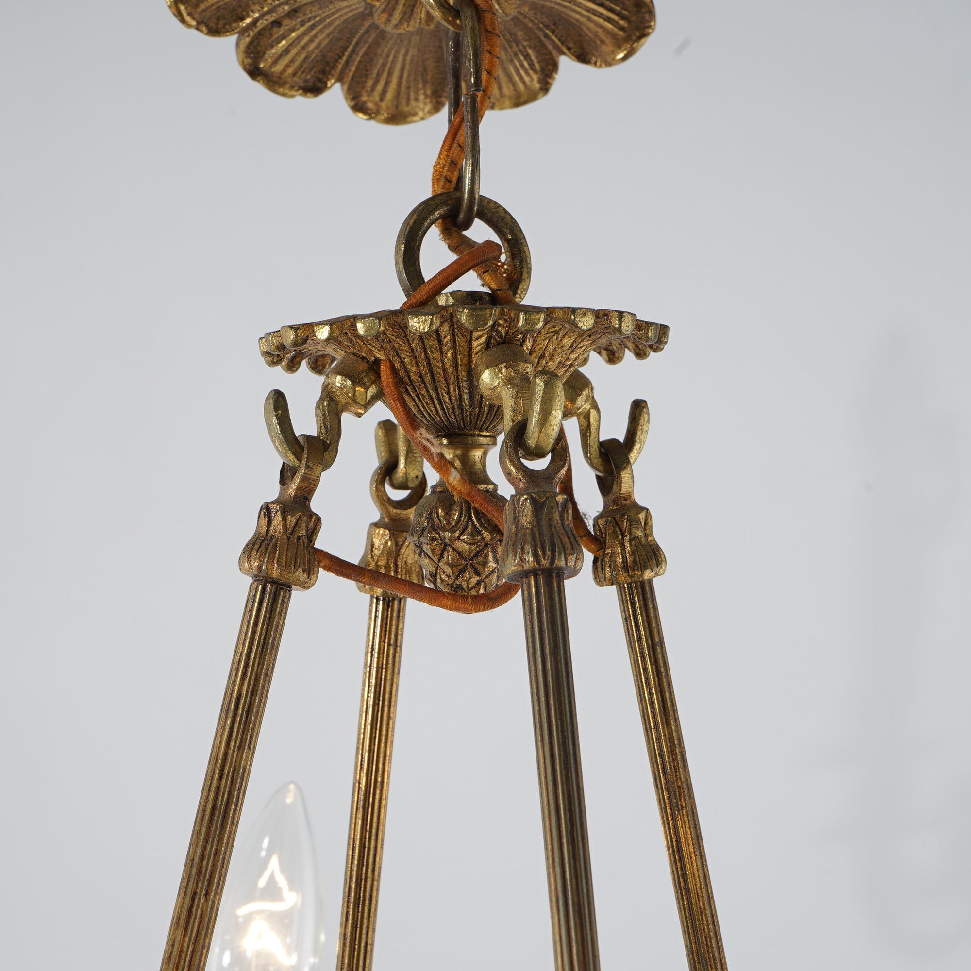 Französischer Empire-Kronleuchter aus ebonisiertem und vergoldetem Metall mit vier Lichtern (20. Jahrhundert) im Angebot 4