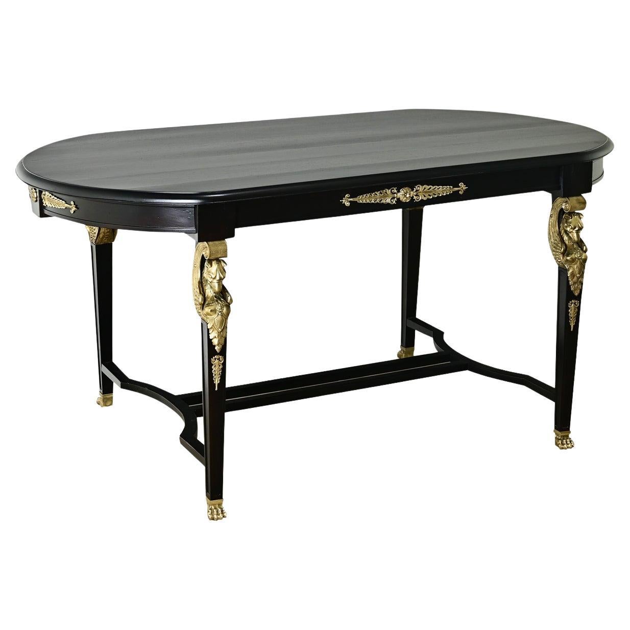 French Empire Ebonized Mahogany Dining Table For Sale