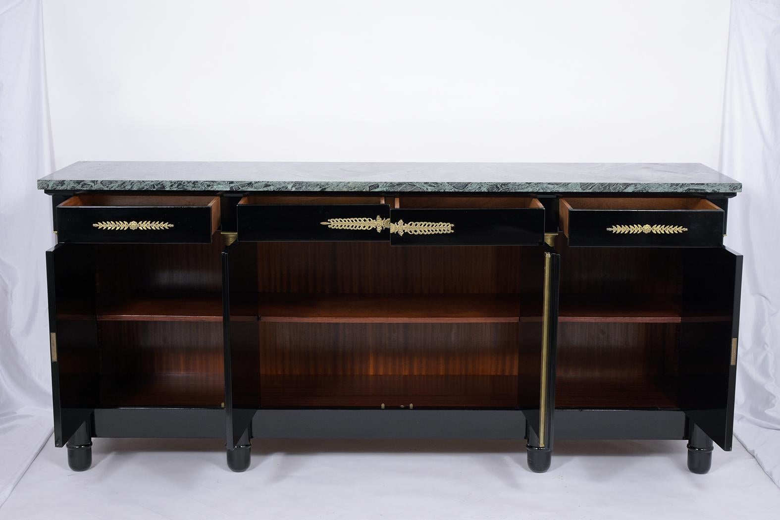 French Empire Ebonized Marble Buffet In Good Condition In Los Angeles, CA