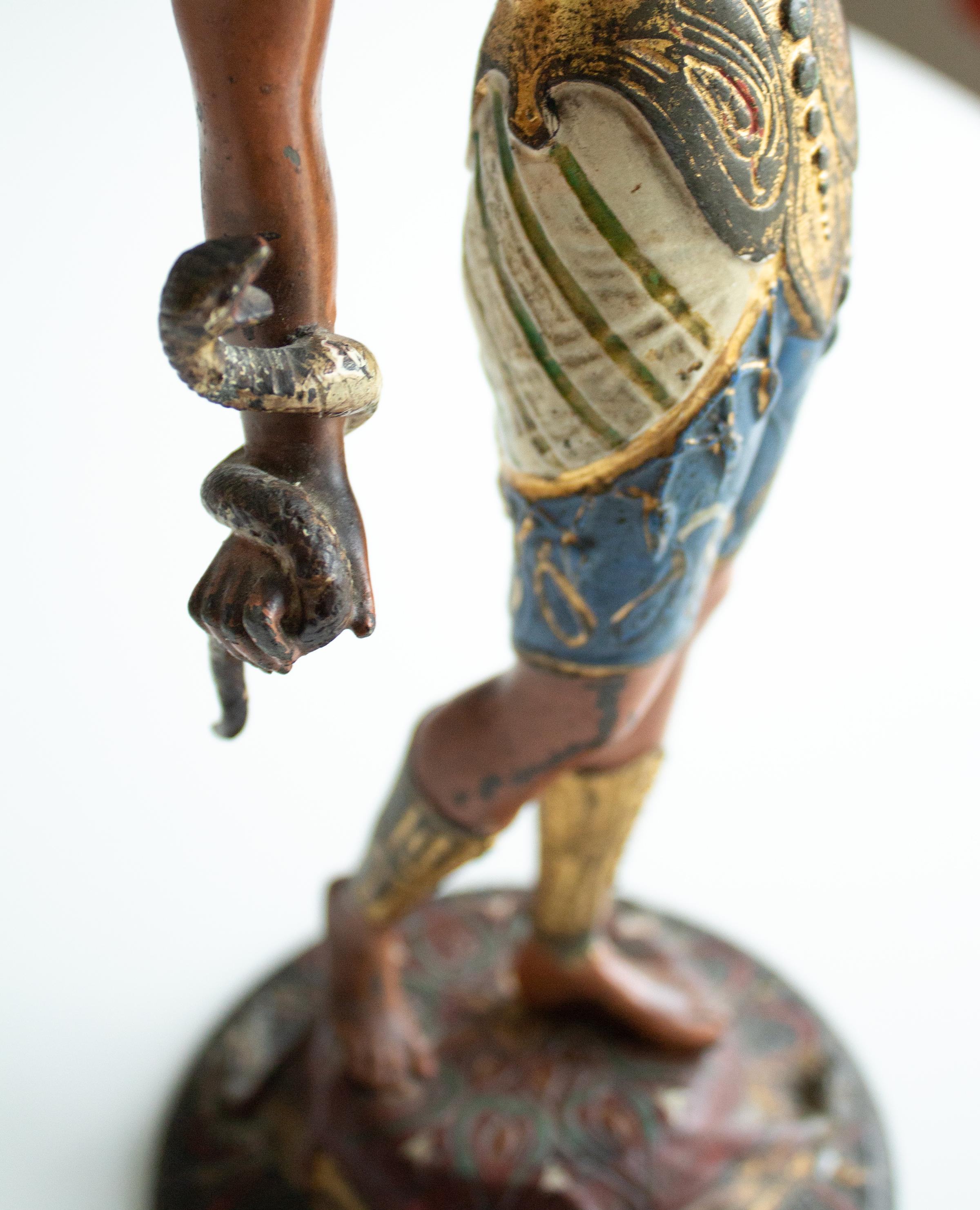 Bronze French Empire Egyptian Revival Candlestick Depicting Man with Snakes For Sale