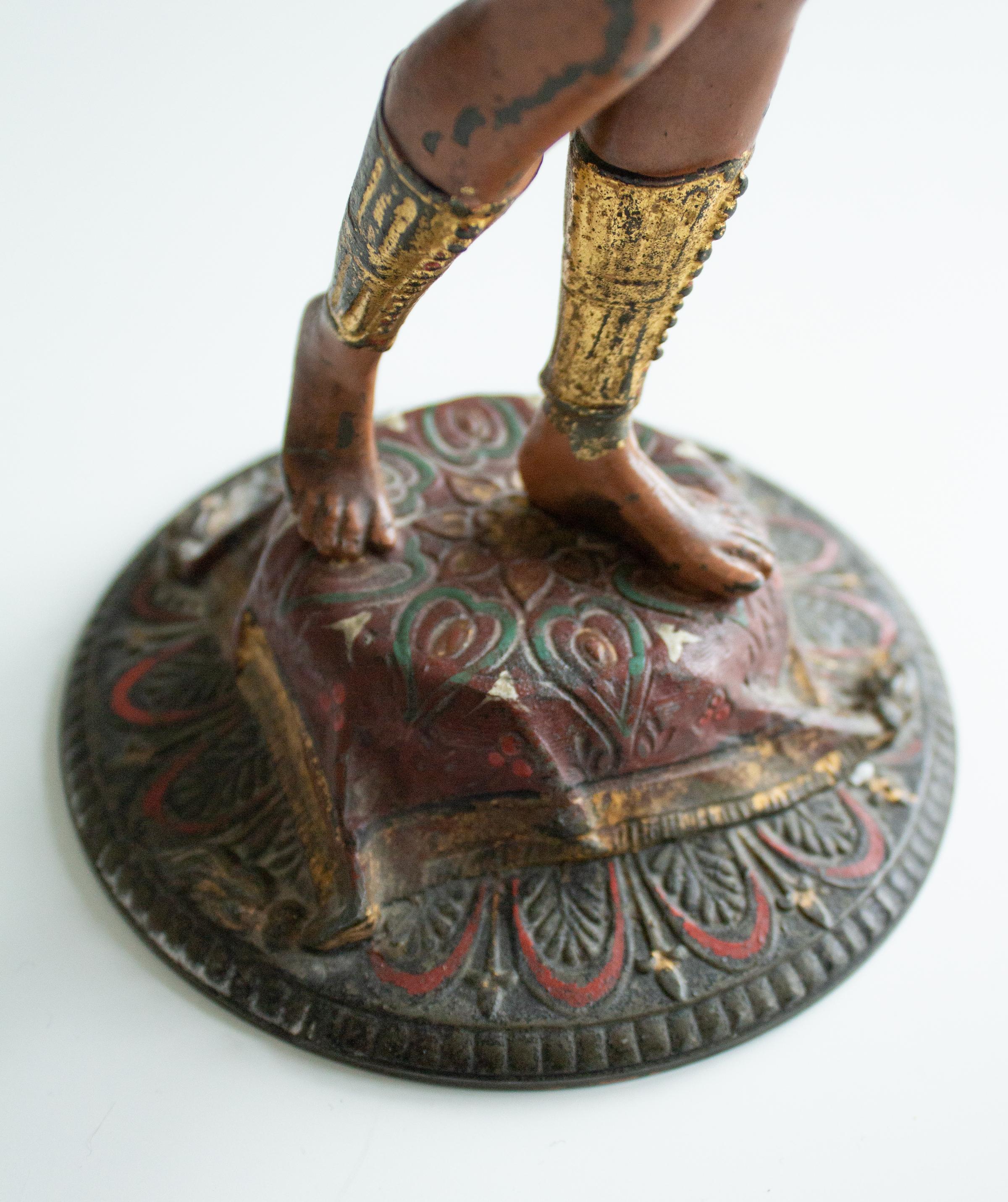 French Empire Egyptian Revival Candlestick Depicting Man with Snakes For Sale 1
