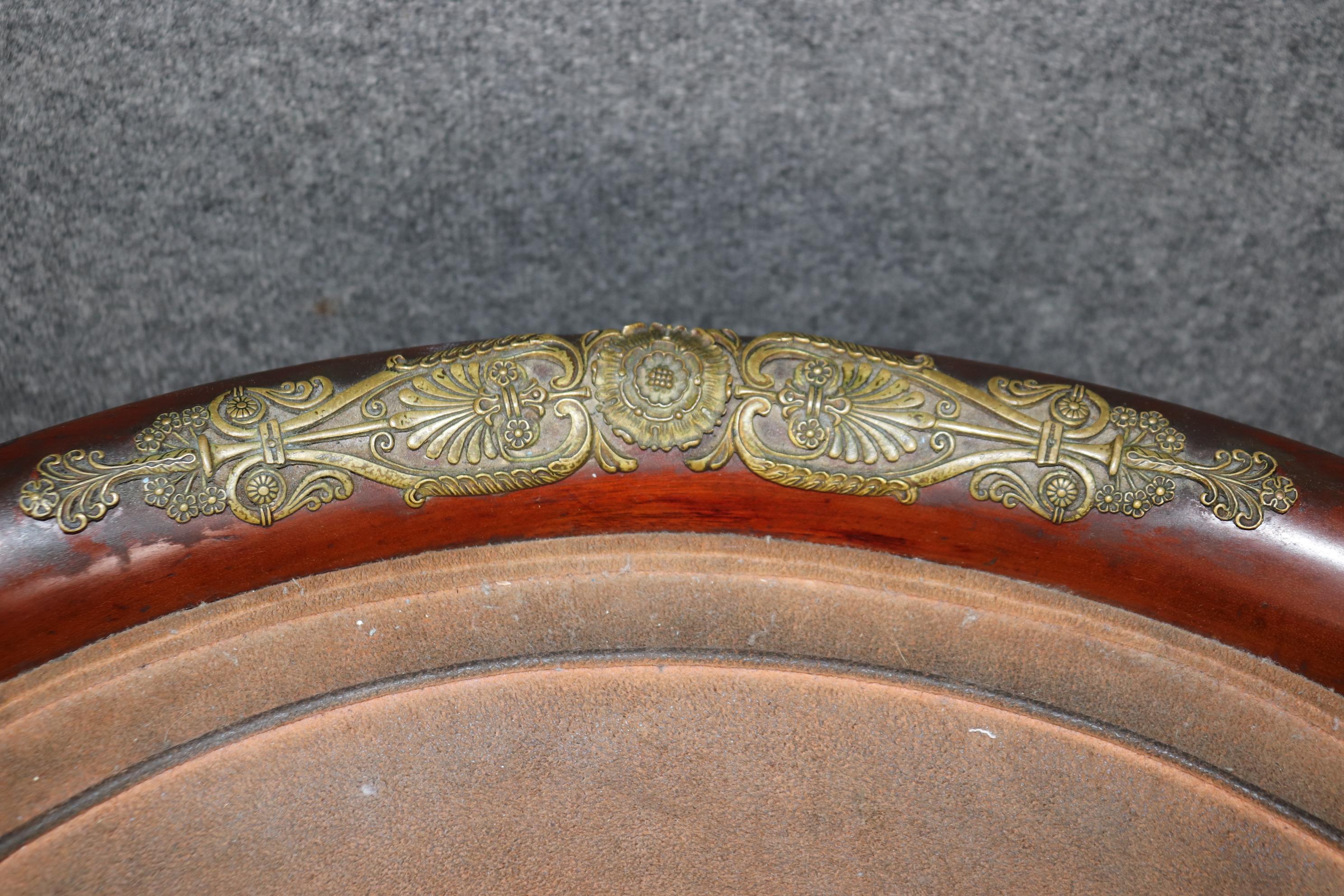 Late 19th Century French Empire Egyptian Revival Solid Mahogany Bergere Chair with Bronze Sphinxs For Sale