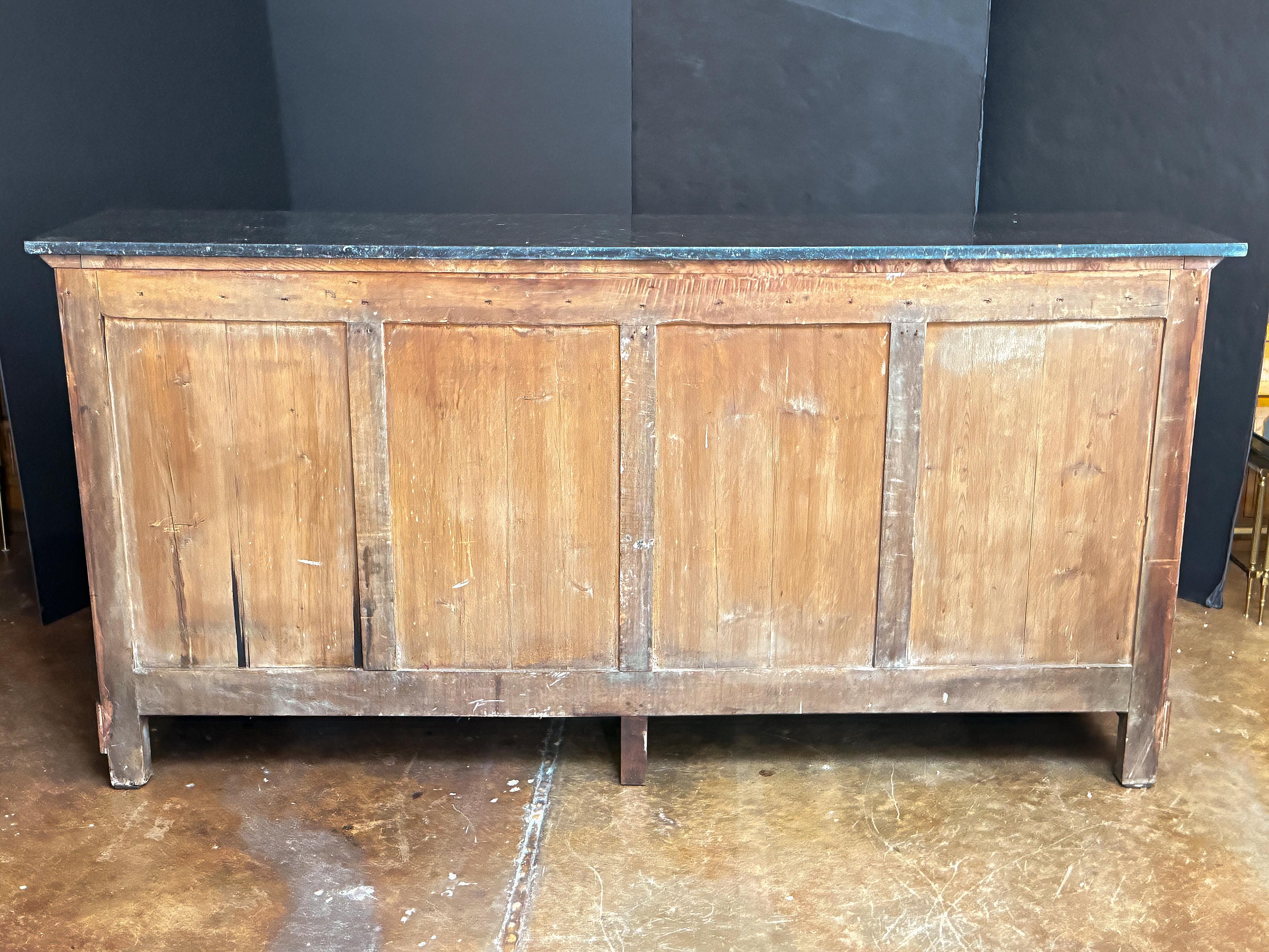 French Empire Enfilade or Sideboard Console of Flame Mahogany with Marble Top For Sale 10