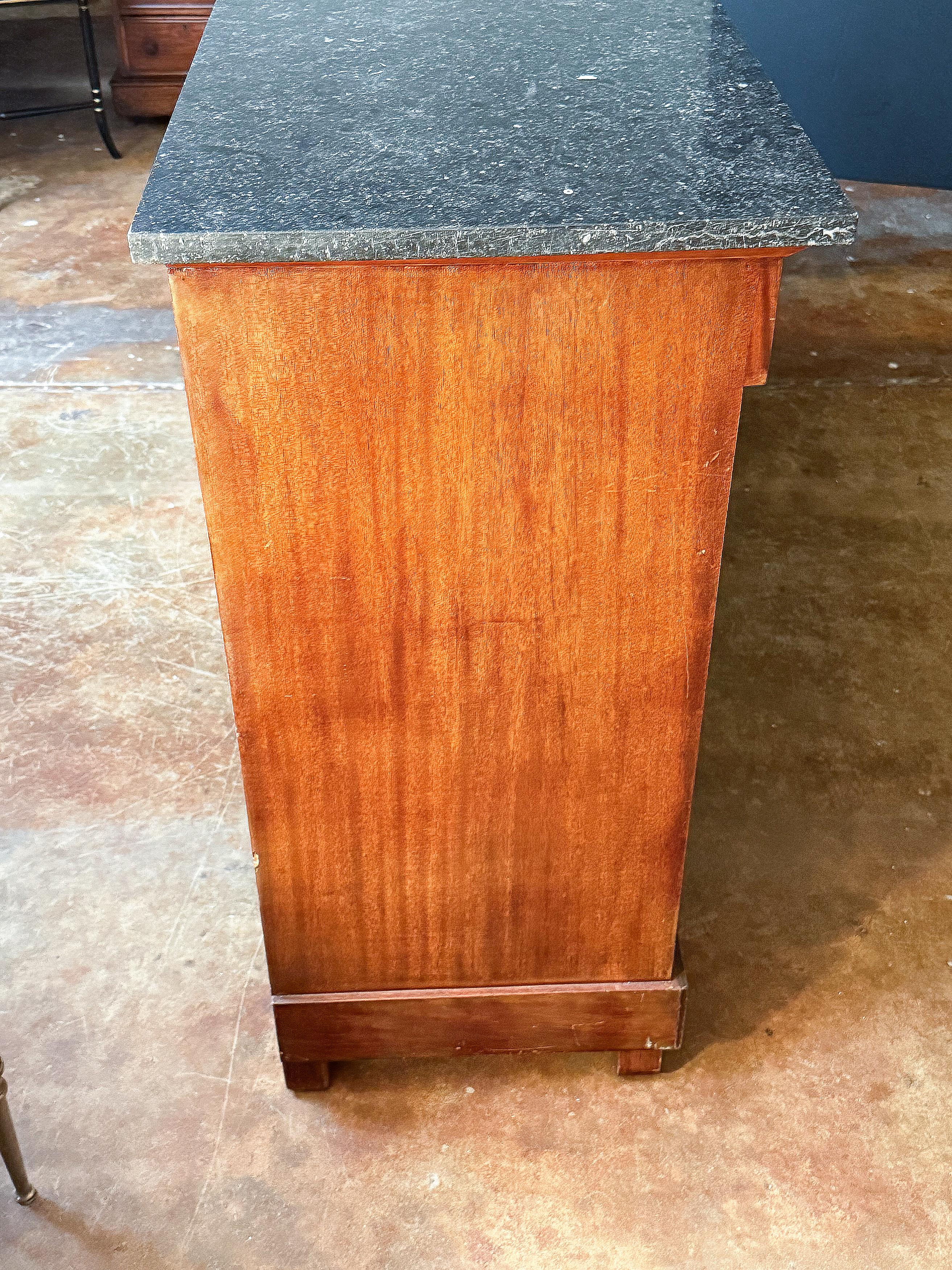 French Empire Enfilade or Sideboard Console of Flame Mahogany with Marble Top For Sale 12