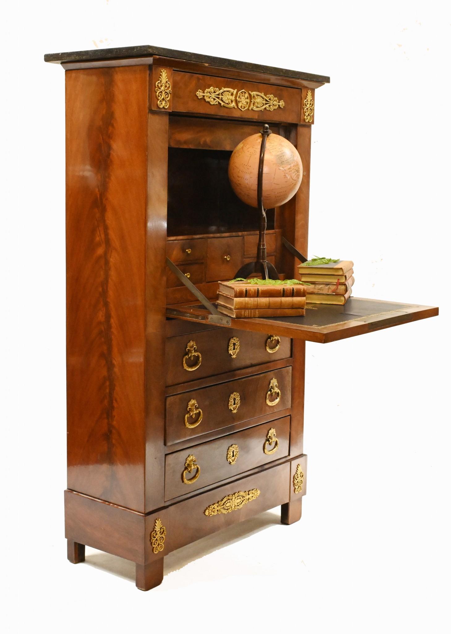 French Empire Escritoire Chest Desk 1880 Mahogany For Sale 5