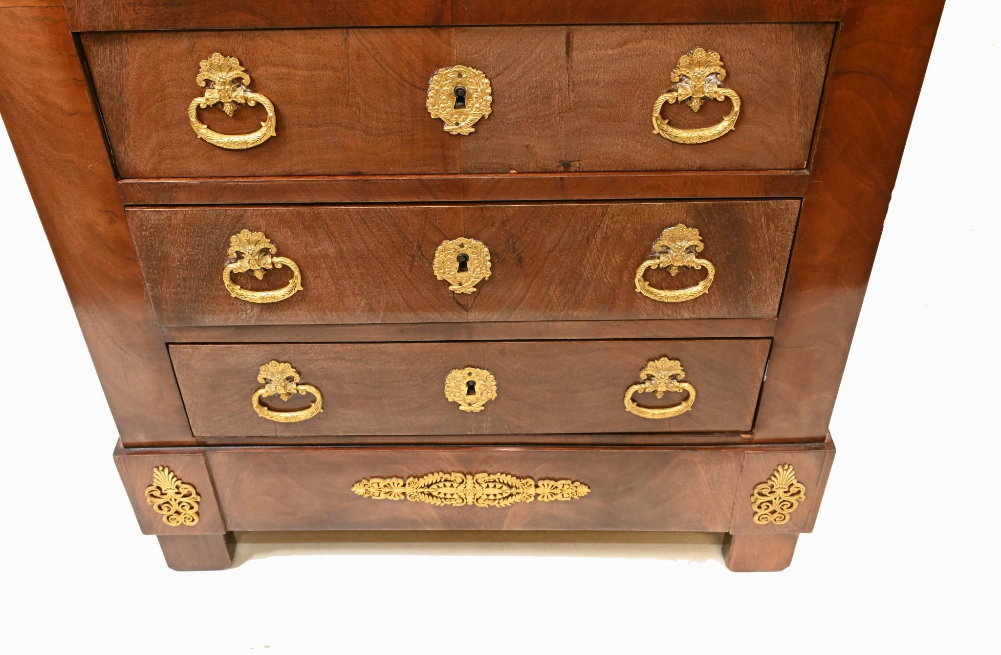 French Empire Escritoire Chest Desk 1880 Mahogany For Sale 6