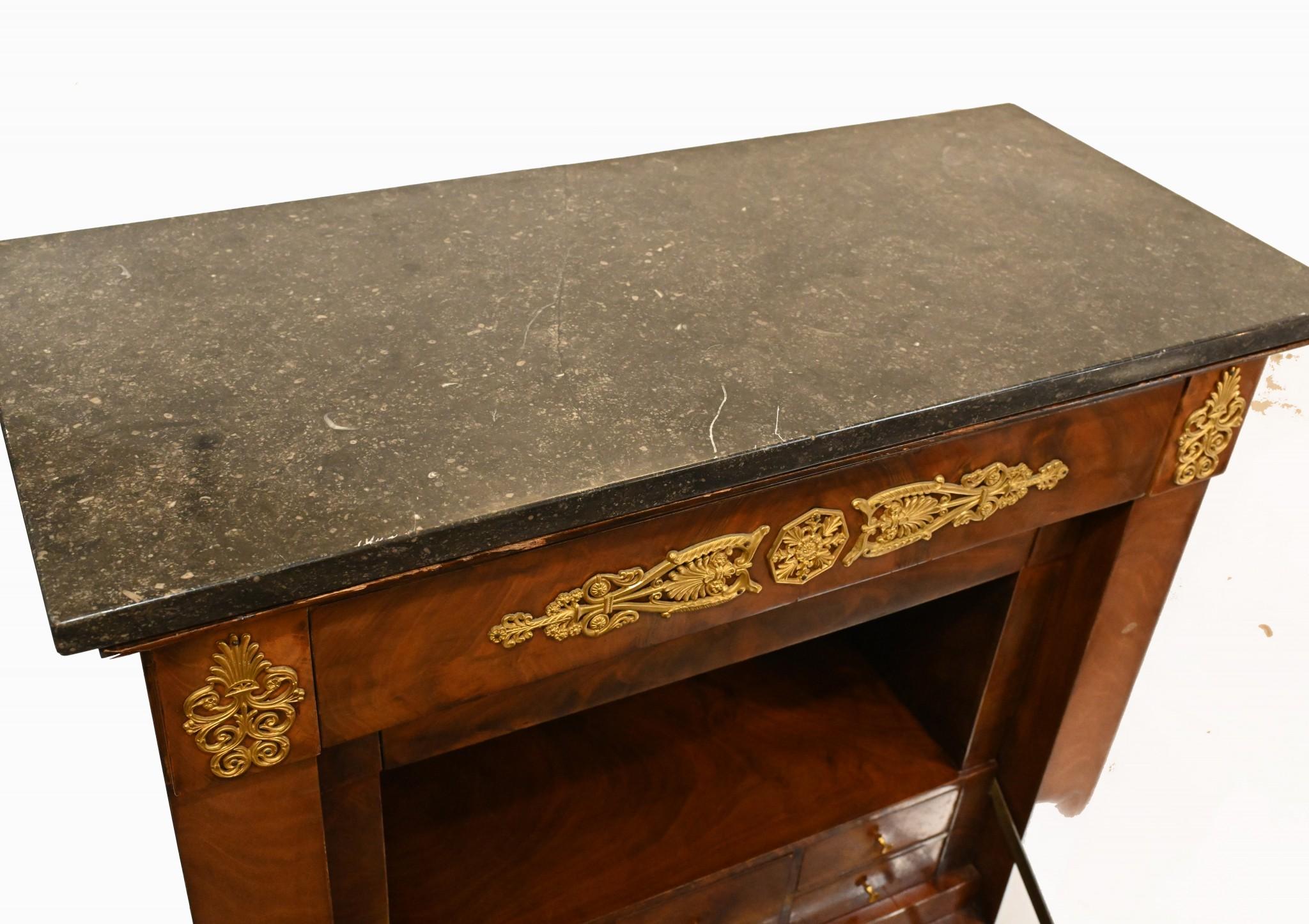 French Empire Escritoire Chest Desk 1880 Mahogany For Sale 8