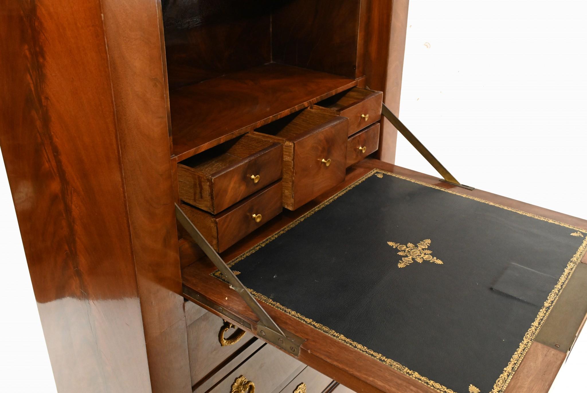 French Empire Escritoire Chest Desk 1880 Mahogany For Sale 11