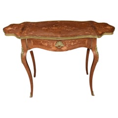 French Empire Extending Side Table Marquetry Inlay Drop Leaf c.1880