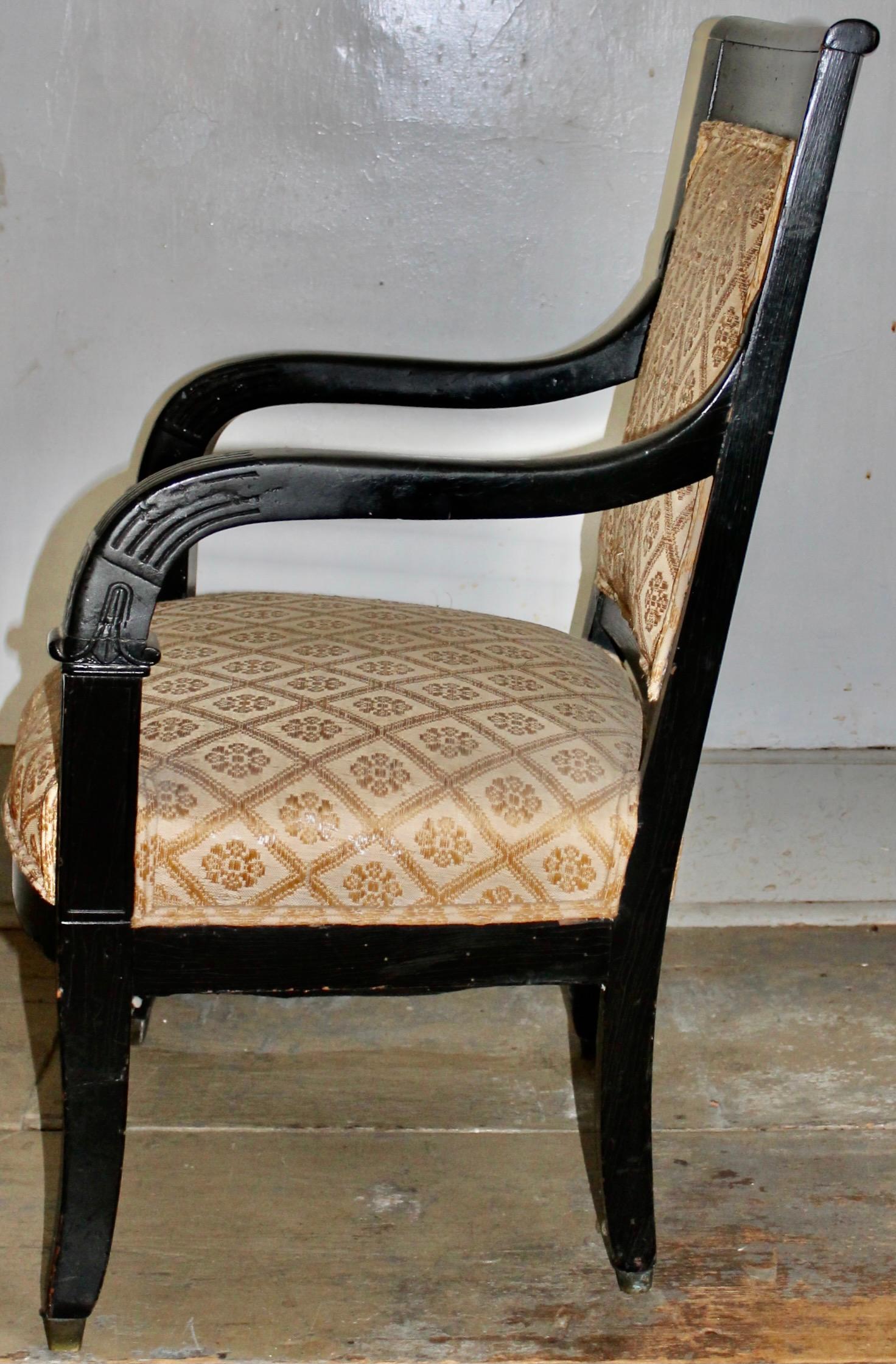 French Empire Fauteuil  In Good Condition For Sale In Sharon, CT