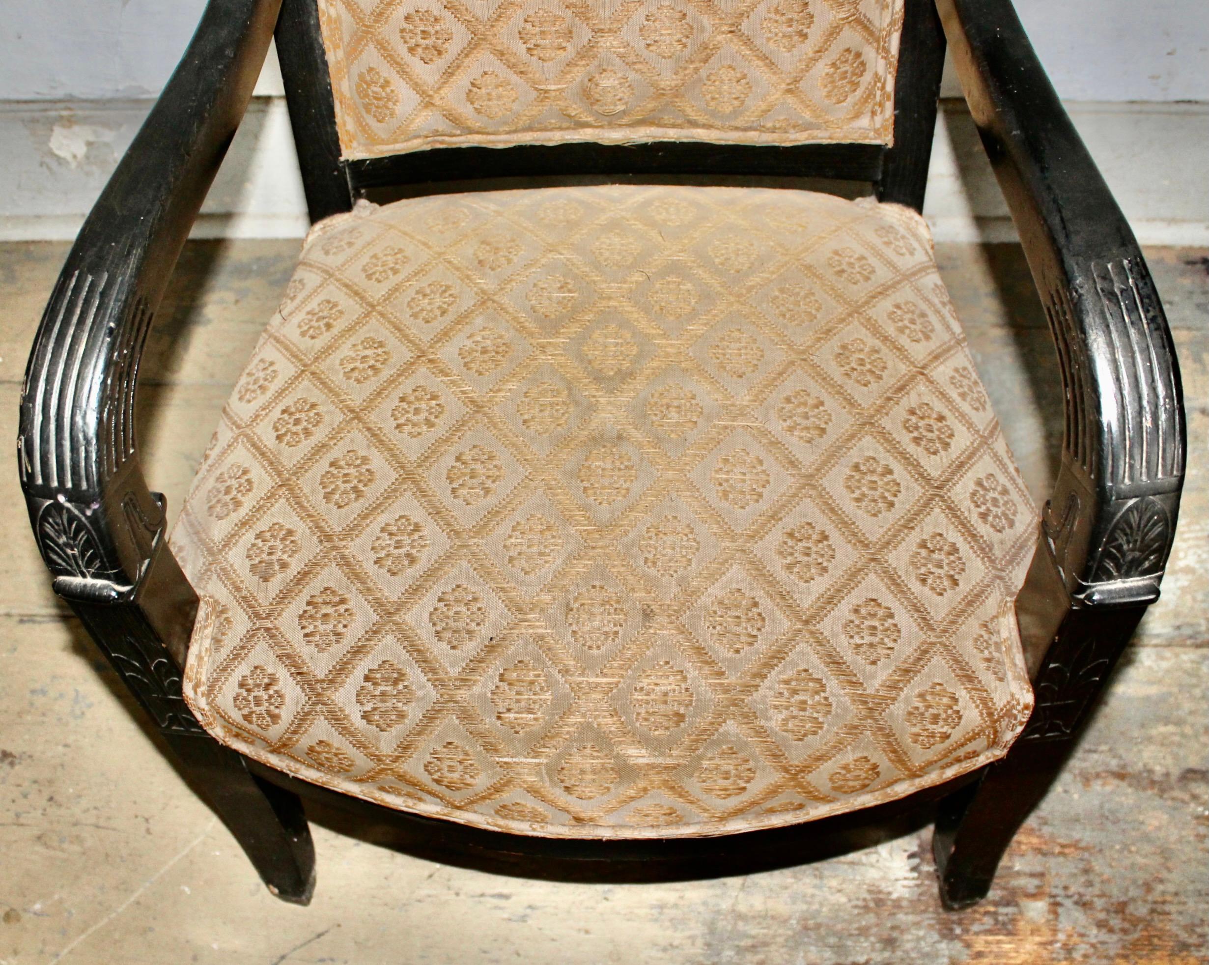 Wood French Empire Fauteuil  For Sale