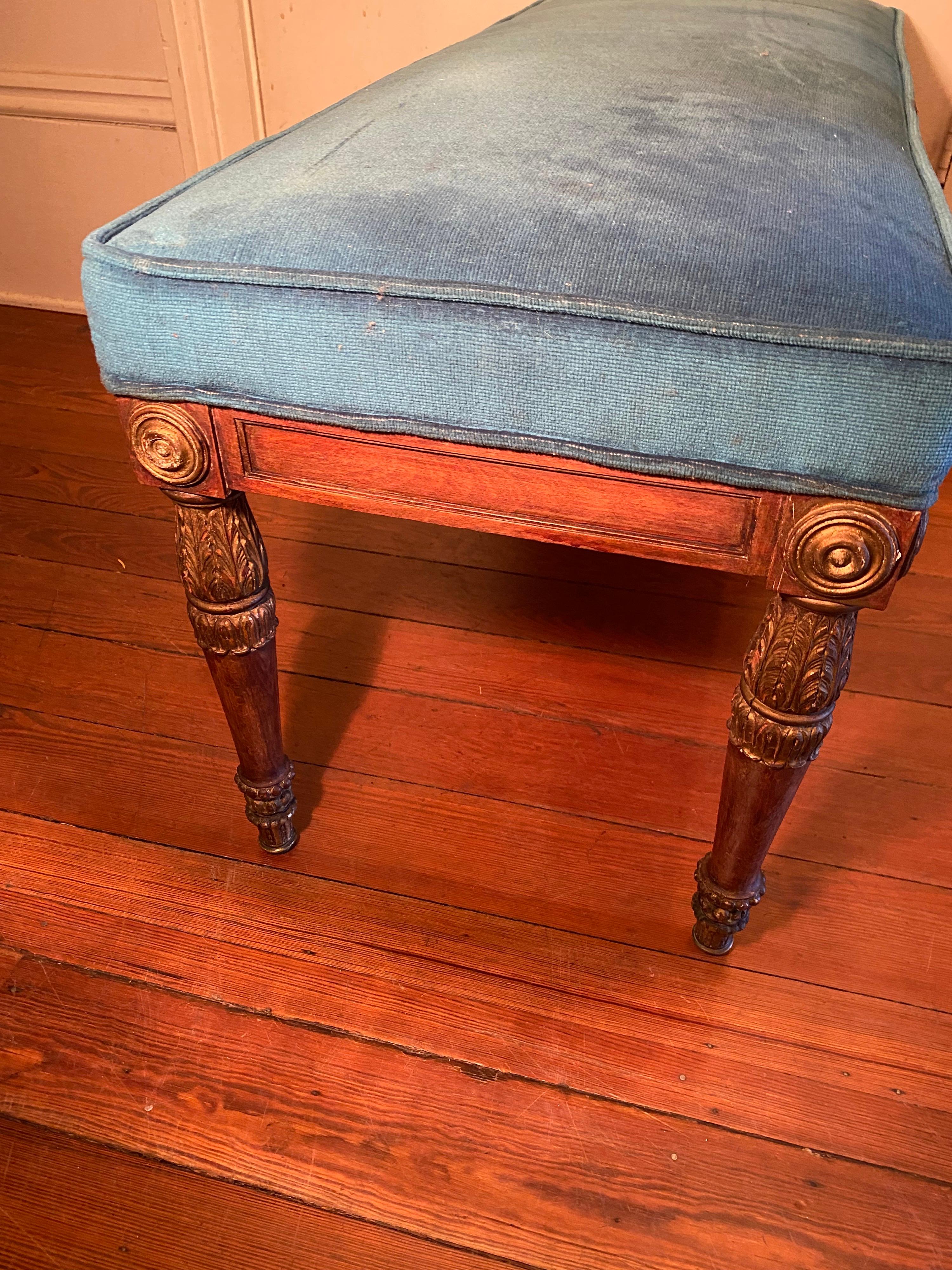 French Empire Faux Paint and Parcel Gilt Bench In Good Condition For Sale In Natchez, MS