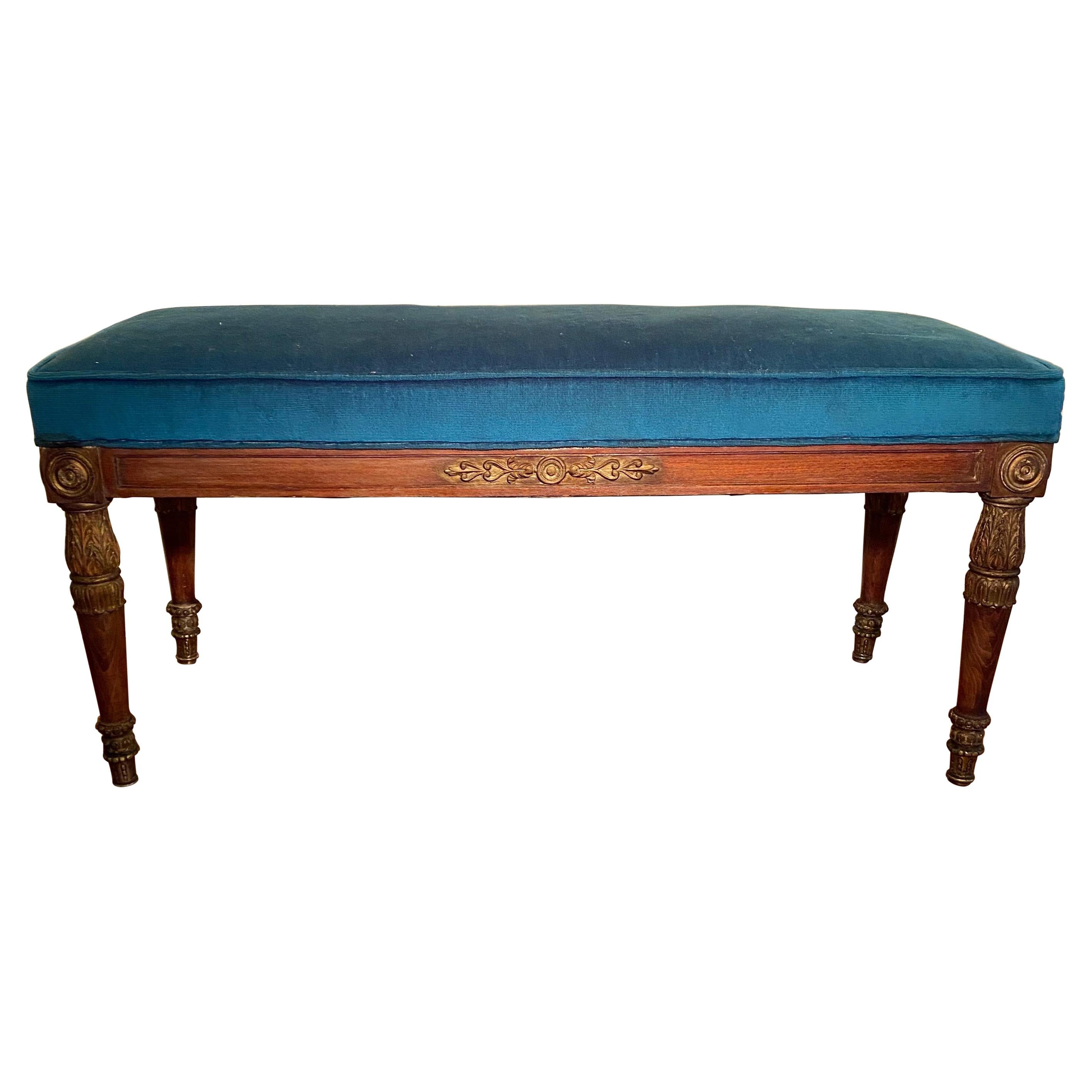 French Empire Faux Paint and Parcel Gilt Bench For Sale