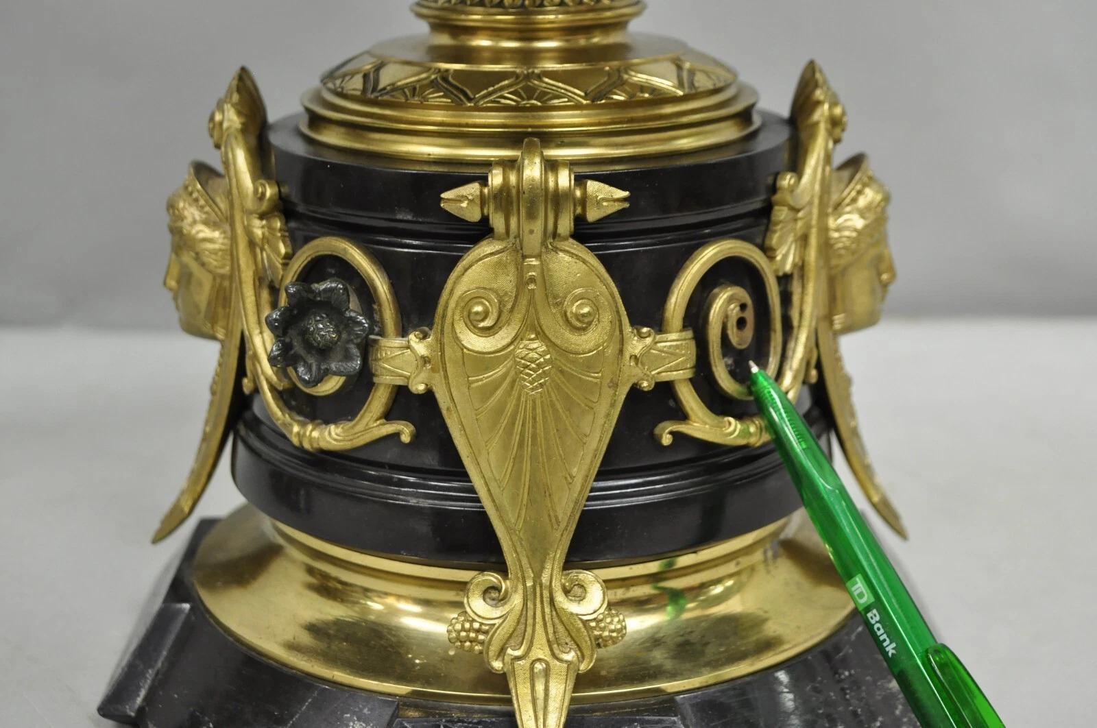 French Empire Figural Bronze and Marble Round Glass Tazza Low Side Tables - Pair im Angebot 7