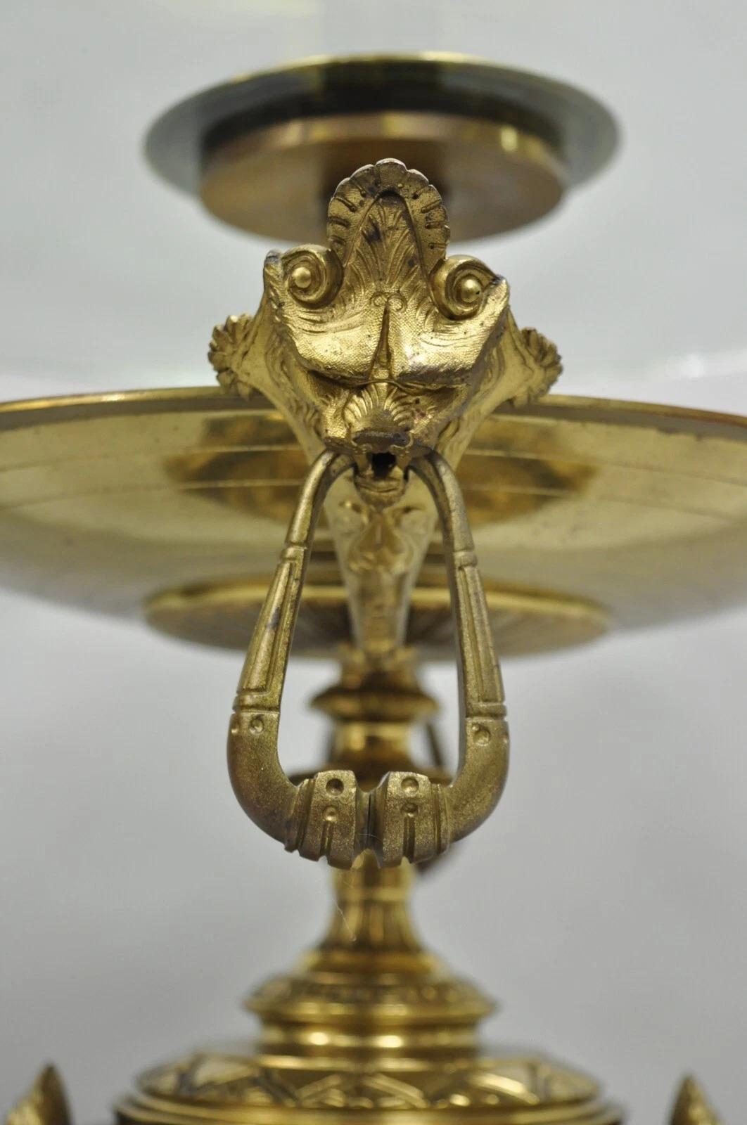 French Empire Figural Bronze and Marble Round Glass Tazza Low Side Tables - Pair im Angebot 10
