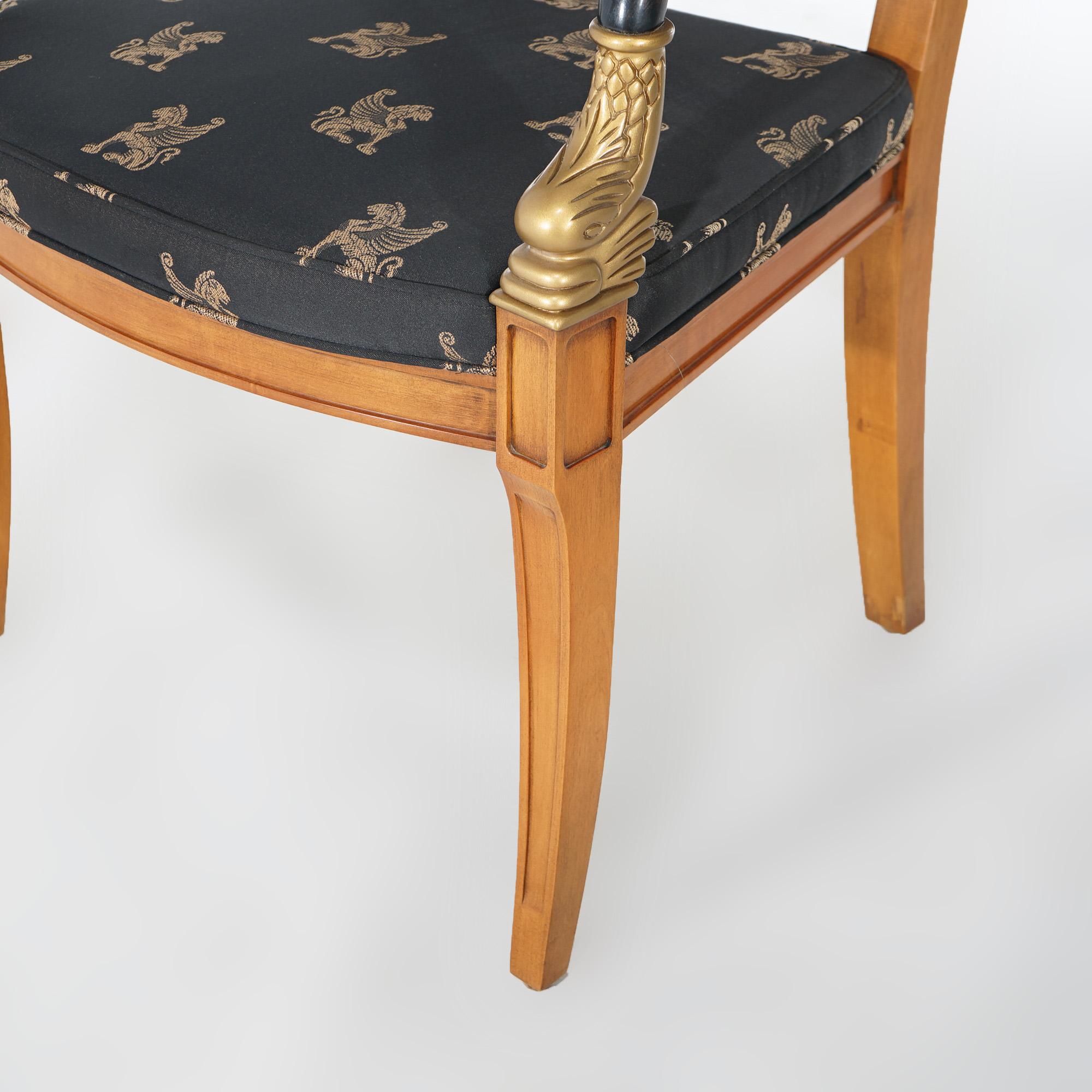 Figuraler französischer Empire-Sessel aus ebonisiertem, vergoldetem Holz mit Delphinen aus dem 20. Jahrhundert im Angebot 7