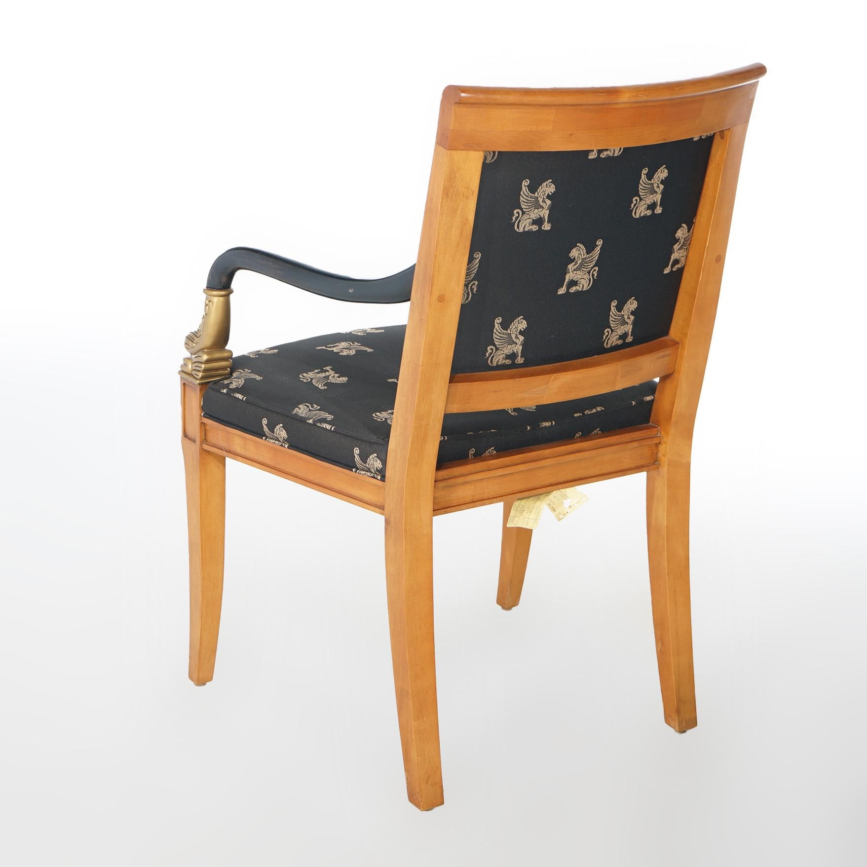 Figuraler französischer Empire-Sessel aus ebonisiertem, vergoldetem Holz mit Delphinen aus dem 20. Jahrhundert im Angebot 1