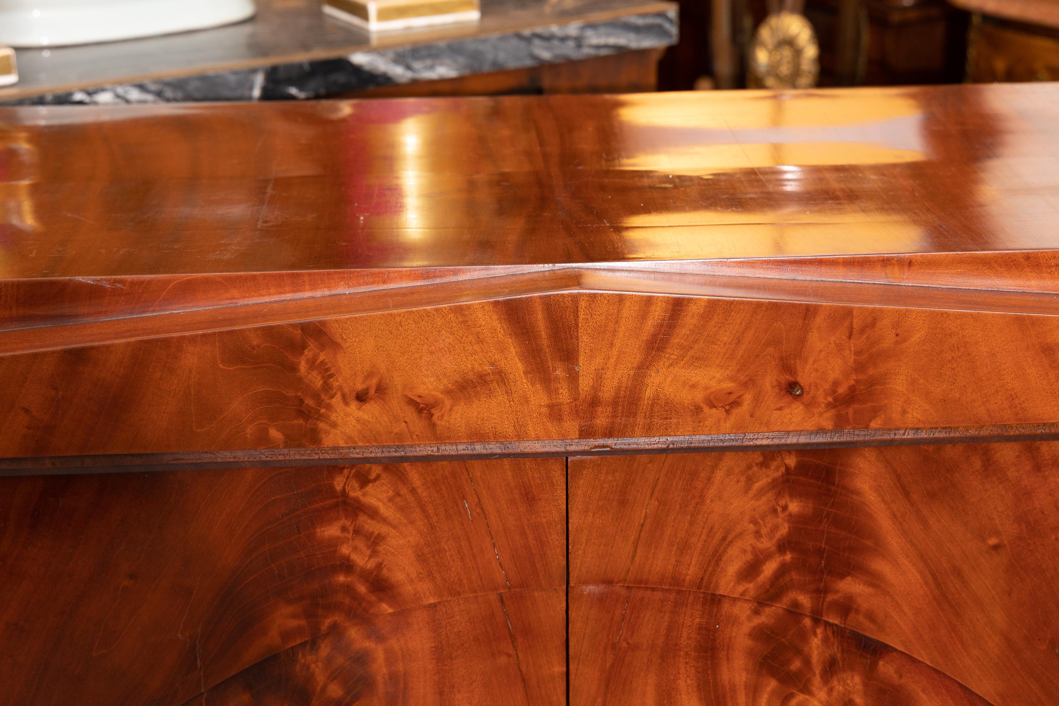 Hand-Crafted French Empire Flame Mahogany Cabinet For Sale