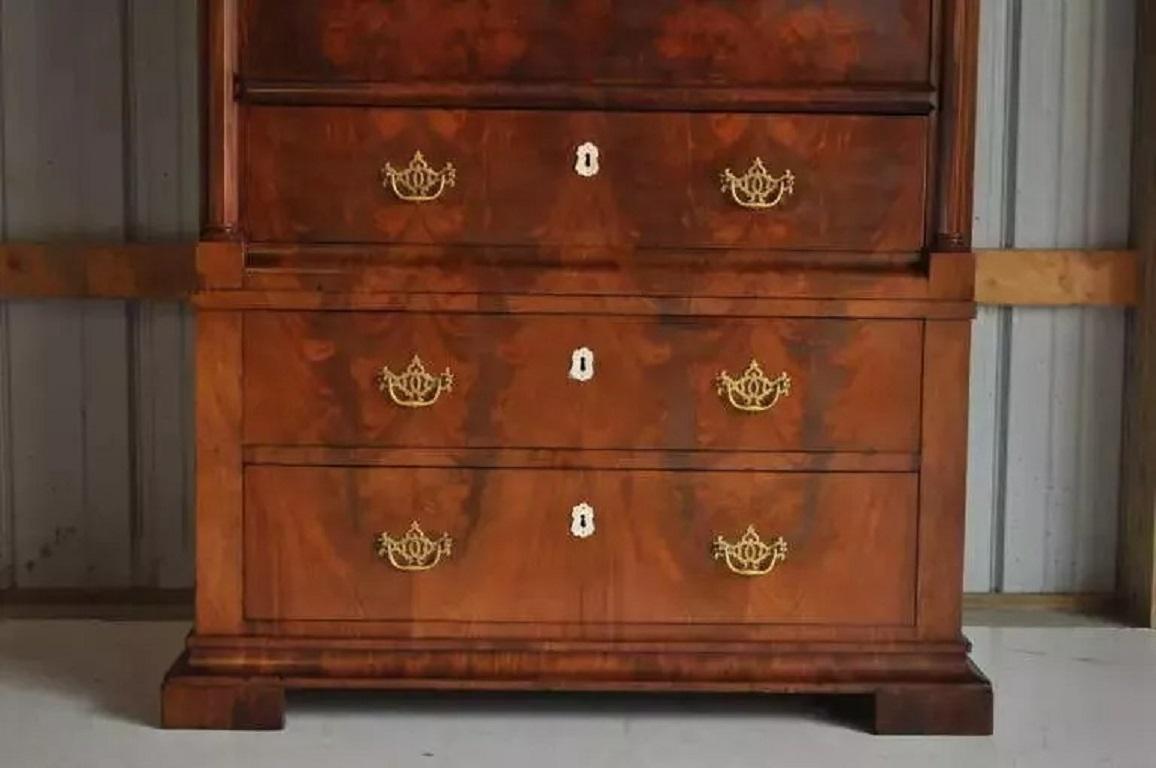 Französisches Empire Sekretär-Schreibtisch aus geflammtem Mahagoni mit ausklappbarer Front, Abattant im Angebot 2