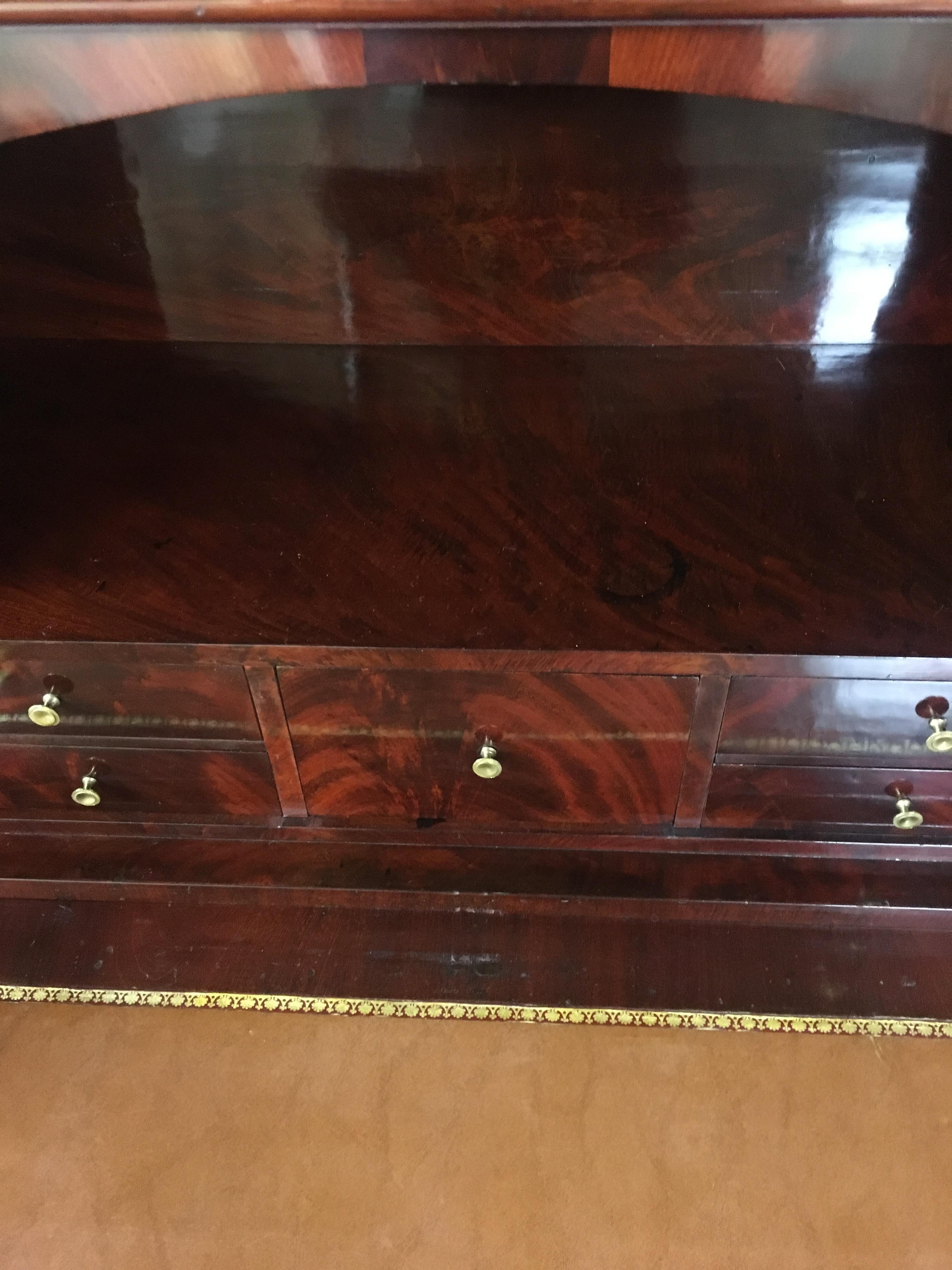 Early 19th Century French Empire Flame Mahogany Drop Front Secretary Desk For Sale 1